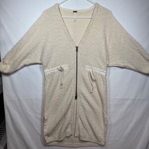 Free People Women's Soul Sister Cotton Knit Zip Front‎ Cardigan Sweater Sz XS